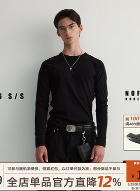 NOFAITH春季新品修身打底衫男纯色百搭简约基础款圆领长袖t恤上衣