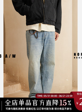 NOFAITH水洗蓝色牛仔裤男517微喇做旧日系复古裤子男无信仰01-50