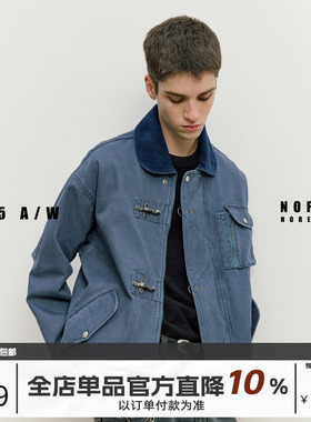 NOFAITH重磅纯棉飞机扣甲板服外套男宽松休闲消防员夹克上衣25FW