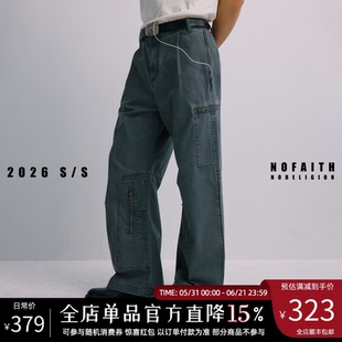 NOFAITH做旧60s德国vintage工装裤男宽松直筒休闲长裤纯棉法工裤