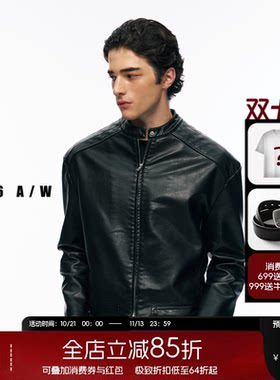 NOFAITH立领机车服短宽pu皮夹克外套男秋冬防风耐磨上衣休闲皮衣
