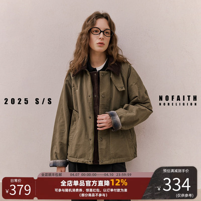 NOFAITH复古猎装巴恩风夹克男宽松休闲短款上衣工装外套男女25FW