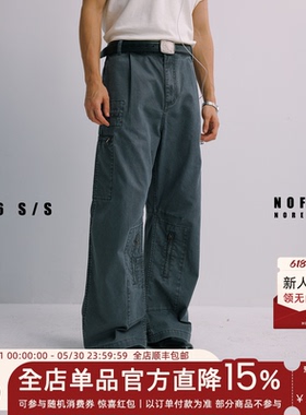 NOFAITH做旧60s德国vintage工装裤男宽松直筒休闲长裤纯棉法工裤