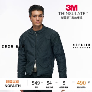 NOFAITH复古短款水洗机车3M新雪丽棉服cleanfit秋冬外套男W6361