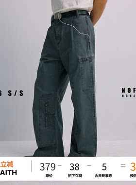 NOFAITH做旧60s德国vintage工装裤男宽松直筒休闲长裤纯棉法工裤