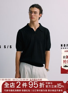 NOFAITH凉感棉40S/2高捻开襟Polo短袖男宽松老钱风海鸥领上衣薄