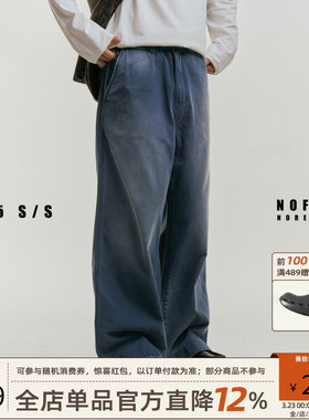 NOFAITH宽松直筒法工裤男秋季新品重水洗做旧复古休闲长裤工装裤