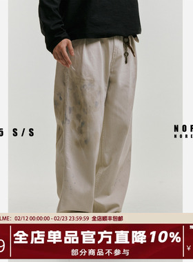 NOFAITH白色油污泼墨脏脏牛仔裤男秋季宽松水洗做旧直筒休闲裤潮