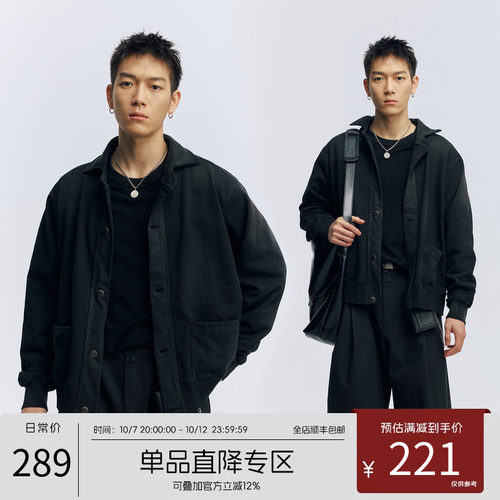 NOFAITH重磅450G水洗做旧翻领开衫卫衣男2025秋冬款宽松休闲上衣