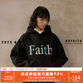 NOFAITH重磅540G奥粒绒印花短宽卫衣男女宽松休闲情侣款 连帽上衣