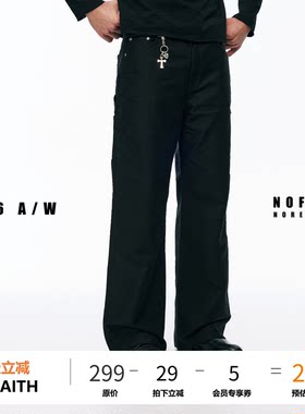 NOFAITH重磅300G纯棉鼹鼠皮B01工装裤男宽松休闲直筒长裤CK6318
