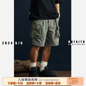NOFAITH日系复古大口袋工装短裤男夏季潮流宽松休闲五分裤无信仰