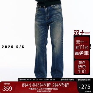NOFAITH多水洗做旧复古直筒牛仔裤男14.2oz纯棉vintage休闲长裤