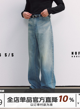 NOFAITH水洗做旧14.2盎司纯棉牛仔裤男春季新款宽松直筒休闲长裤