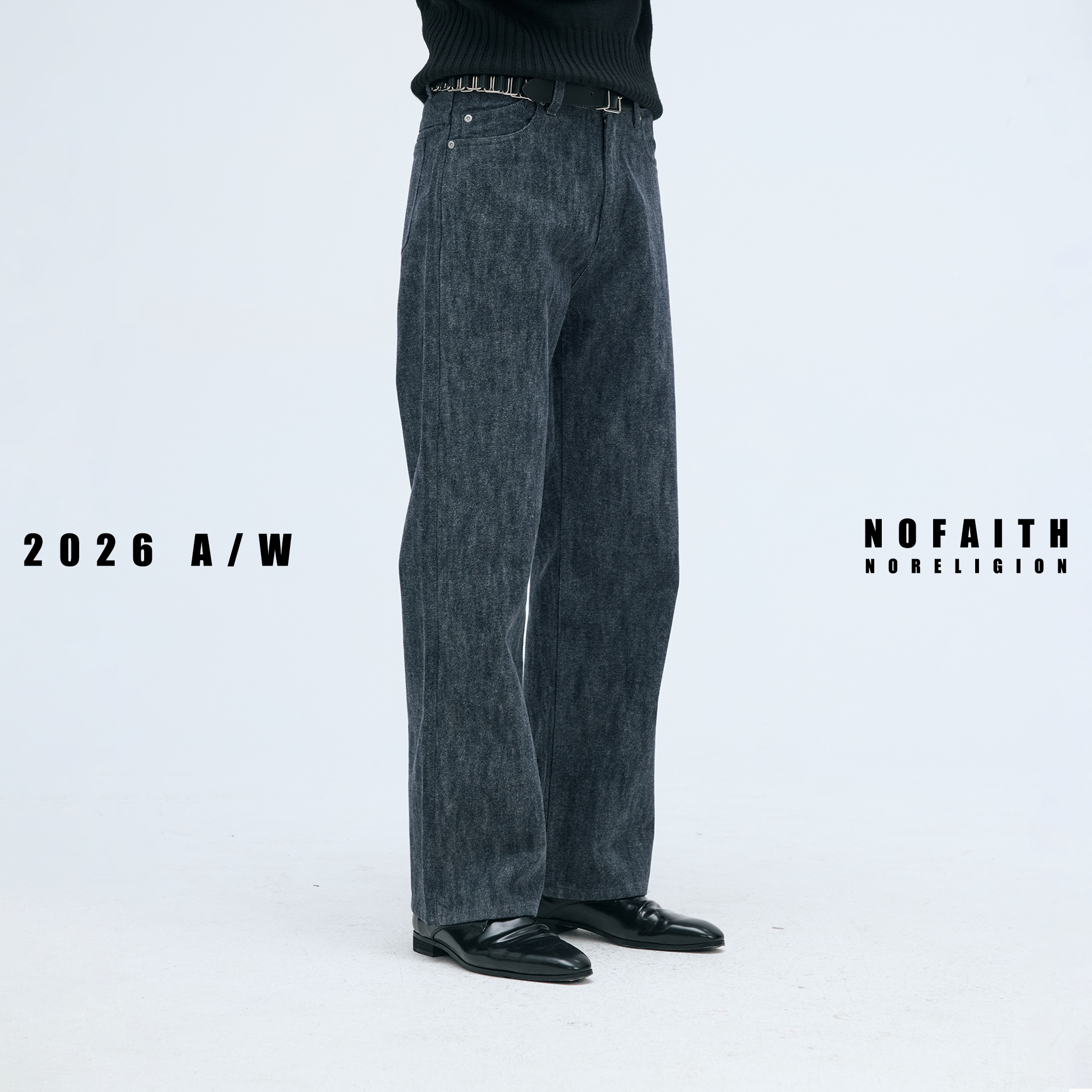 NOFAITH重磅14.7oz水洗绒感牛仔裤男100%纯棉直筒休闲长裤CK6340