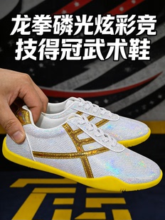 龙拳高端磷光炫彩武术鞋男女专业比赛表演软底太极练功运动鞋学生