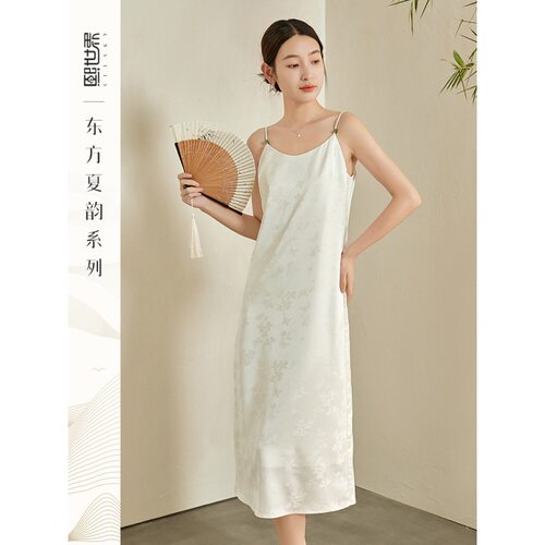 度假风新中式提花吊带连衣裙女高级感气质裙子夏装1A2LL022