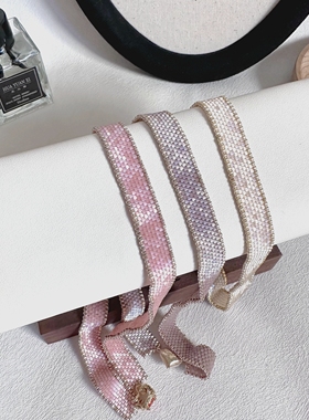 法式复古缎面古董珠项链