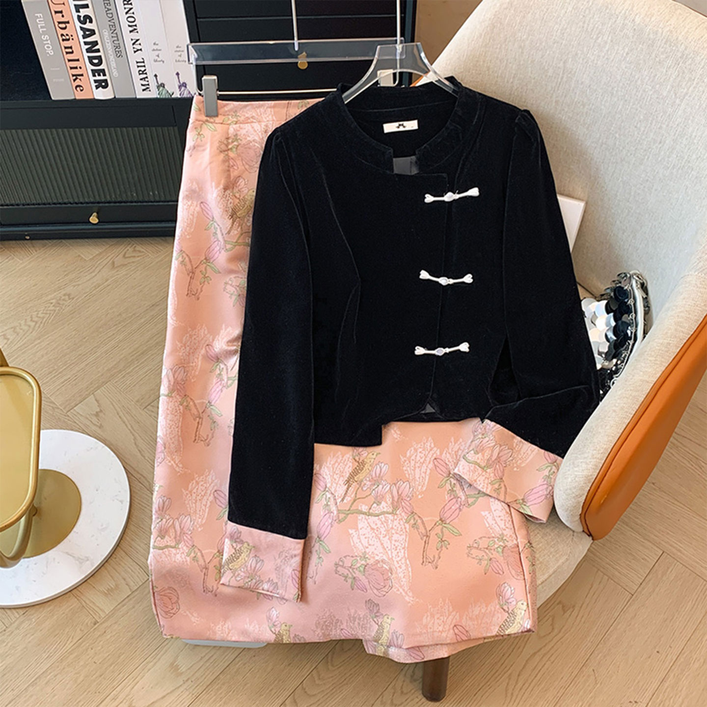 300斤可穿胖mm新中式显瘦两件套