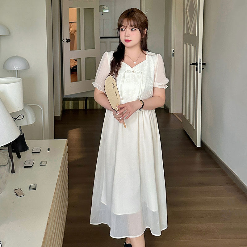 胖mm新中式气质显瘦温柔风连衣裙