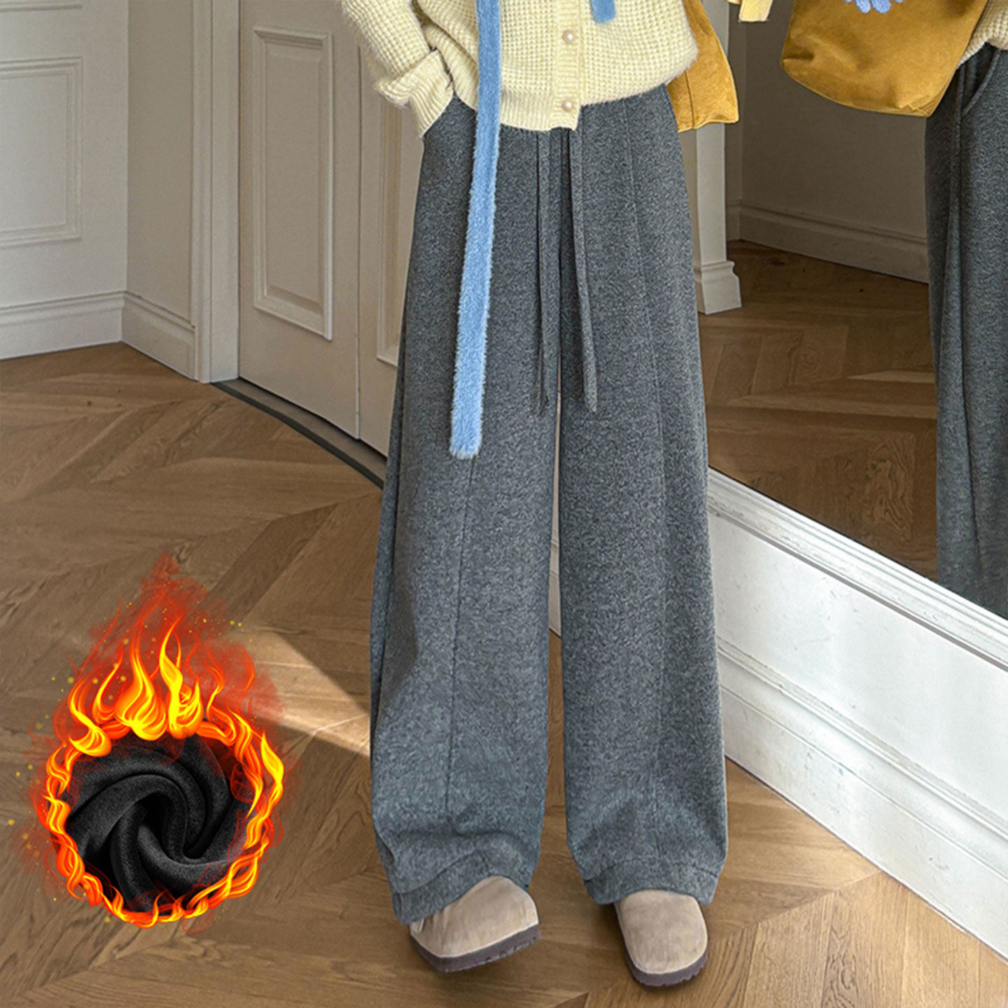 休闲裤慵懒风2026春季新款240斤胖mm大码高腰加绒保暖显瘦弯刀裤,女装/女士精品,卫裤,淘宝优惠券,粉丝福利购,淘宝优惠卷