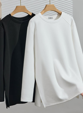 白色t恤2025冬季新款260斤胖mm特大码韩版休闲宽松加绒显瘦连衣裙