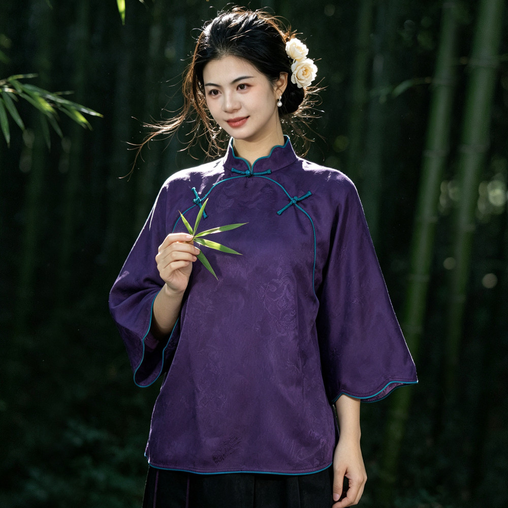 【紫色的温柔】新中式国风宽松女士日常盘扣上衣260329T