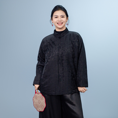 【烟花漫】桑波缎提花厚款上衣唐装斜襟新中式棉衣外套简约国风