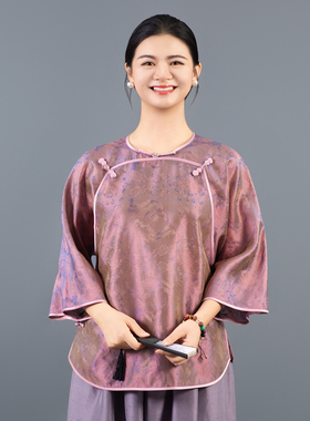【凤凰】浮光锦 中袖双圆襟圆领上衣新中式中国风西域风 250640T