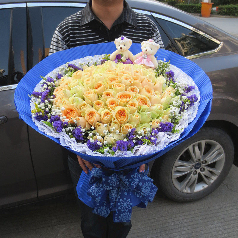 99朵玫瑰花鲜花速递南京花店同城送花溧水高淳520花束送老婆女友
