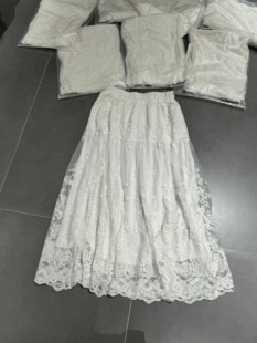 欧洲站2026春季新款浪漫蕾丝风白色A字半身裙女高腰松紧中长款