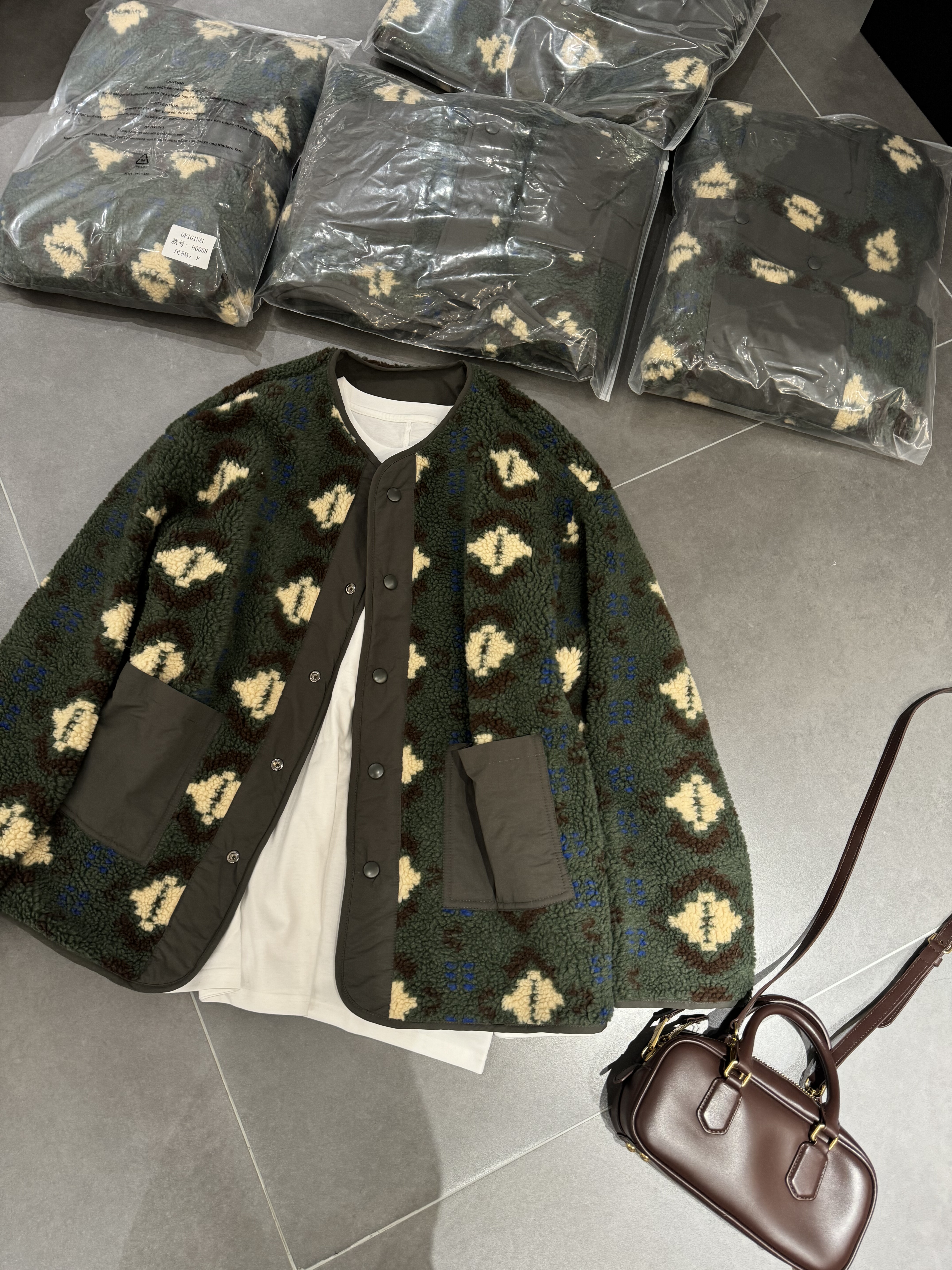 欧洲站2025秋冬新款 欧货时尚圆领单排扣宽松显瘦百搭颗粒短外套