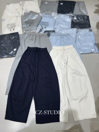 欧洲站2026春季新款 欧货时尚松紧腰宽松显瘦百搭休闲卫裤弯刀裤