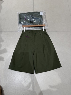 显瘦百搭阔腿裤 欧洲站2026春季 休闲五分裤 军绿色高腰宽松短裤 新款