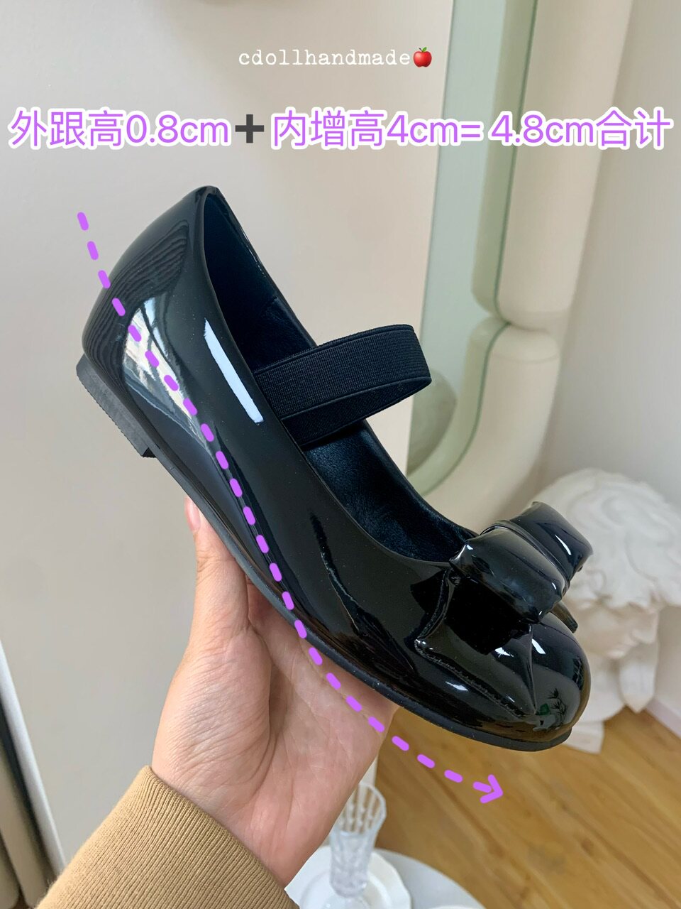 C-DOLLHANDMADE SCHEMING HIGHENING BOW BREAD SHOE 라운드 토 코튼 충전 여성용 발레 슈즈 3가지 색상