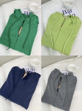 2026春装新时尚连帽拉链休闲百搭减龄刺绣连帽卫衣外套女上衣薄