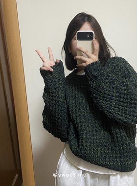 圆领韩版宽松针织杂色毛衣