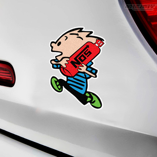 贴漂移车贴改装 竞速车贴 NOS暴走卡通男孩车贴改装 最速湾岸车贴