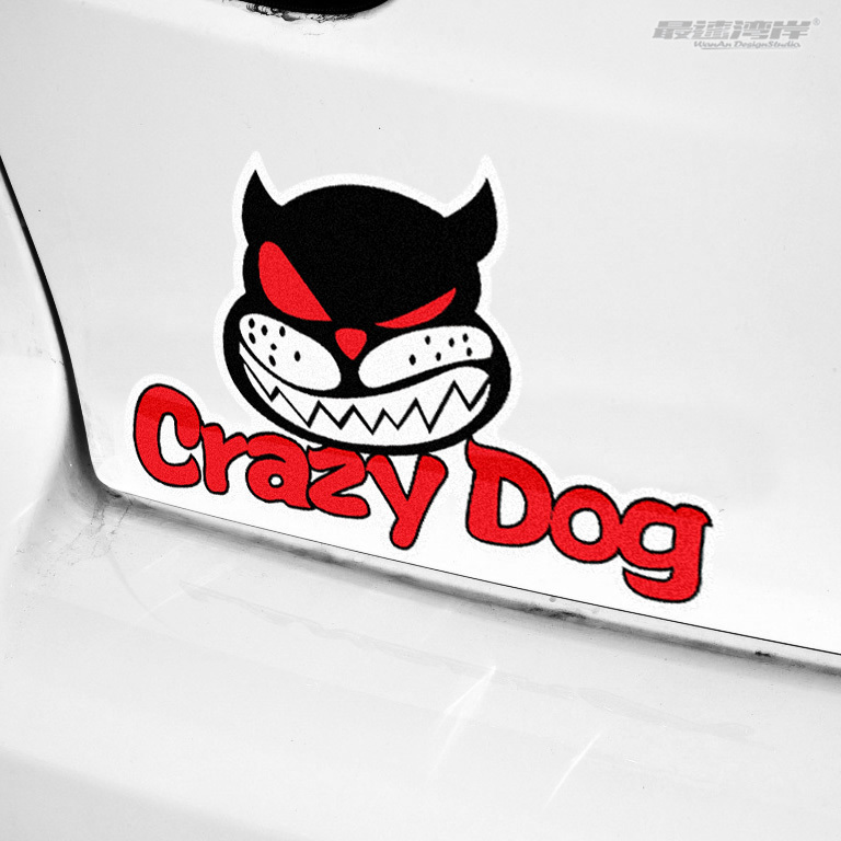 最速湾岸 欧美改装贴纸 CRAZY疯狂的狗 卡通贴 车窗油箱装饰贴纸