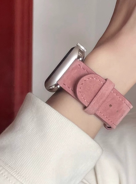 适用苹果手表羊绒皮质高级感表带applewatch8秋冬s11表带iwatch76