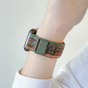 适用苹果手表新款拼色创意表带iwatch8765运动s9表带舒适透气回环