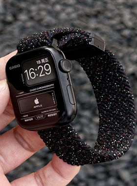 iwatch10高级感新款编织尼龙磁吸表带适用苹果手表s987se运动弹力