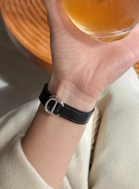 高级感真皮细款s10表带适用苹果手表iwatch987创意女款卡蒂亚扣se