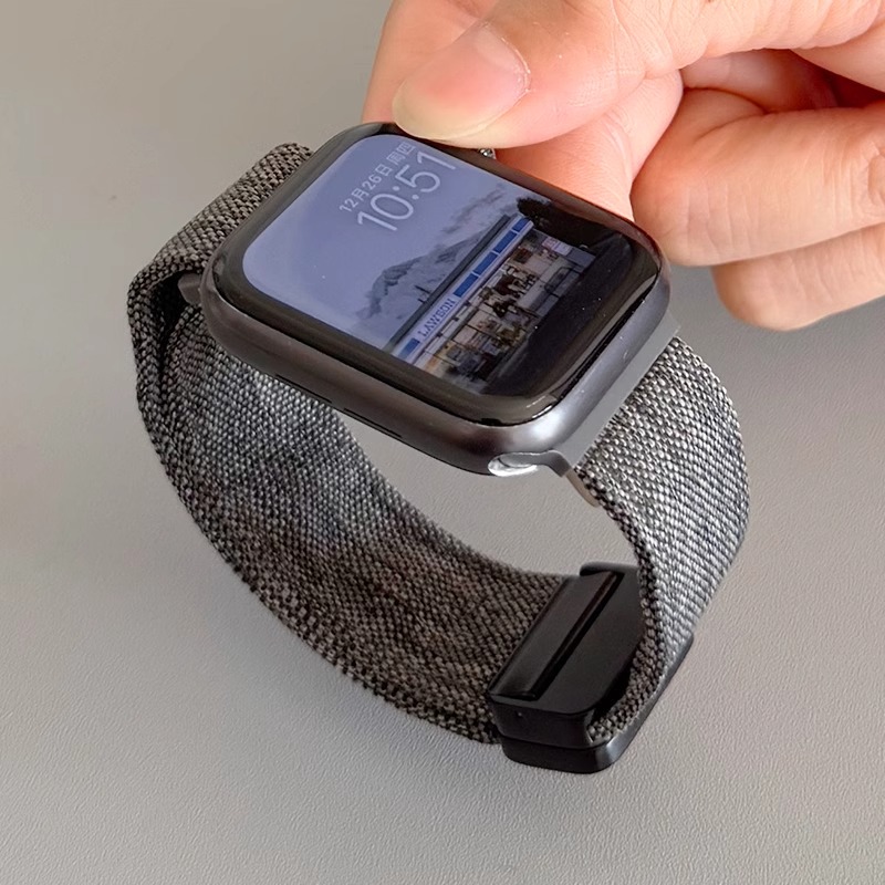 iwatch新款麻布磁吸扣回环表带