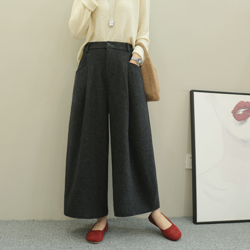 秋冬九分阔腿裤靴裤直筒裤宽松高腰拼接羊毛毛呢呢子女简约厚加绒,女装/女士精品,休闲裤,淘宝优惠券,粉丝福利购,淘宝优惠卷
