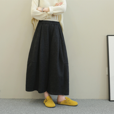 九分阔腿裤宽松裙裤羊毛呢子女厚