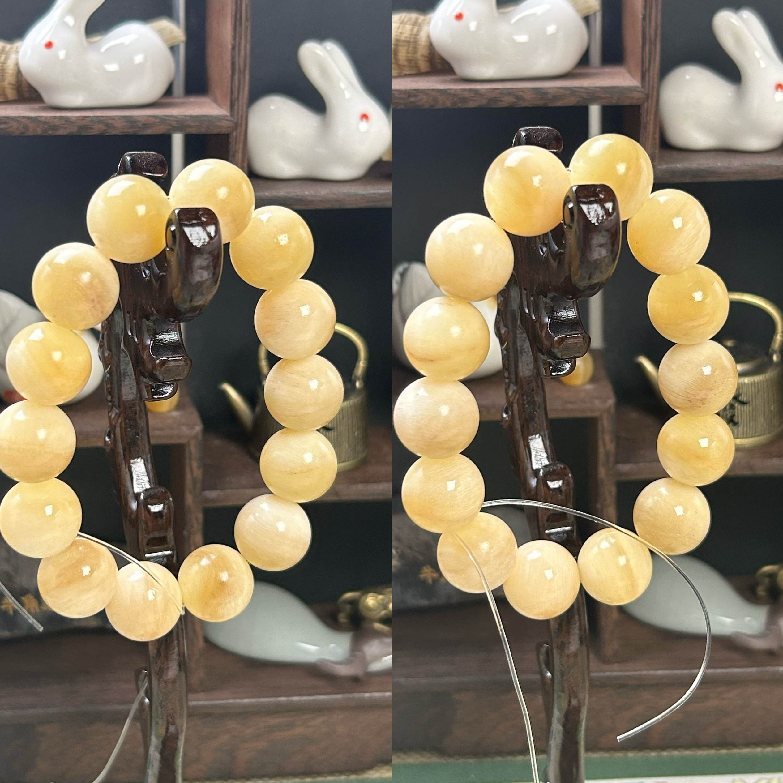 天然珍稀高贵羊角牛角佛珠手串手链圆珠筒珠民族男念珠文玩盘玩女