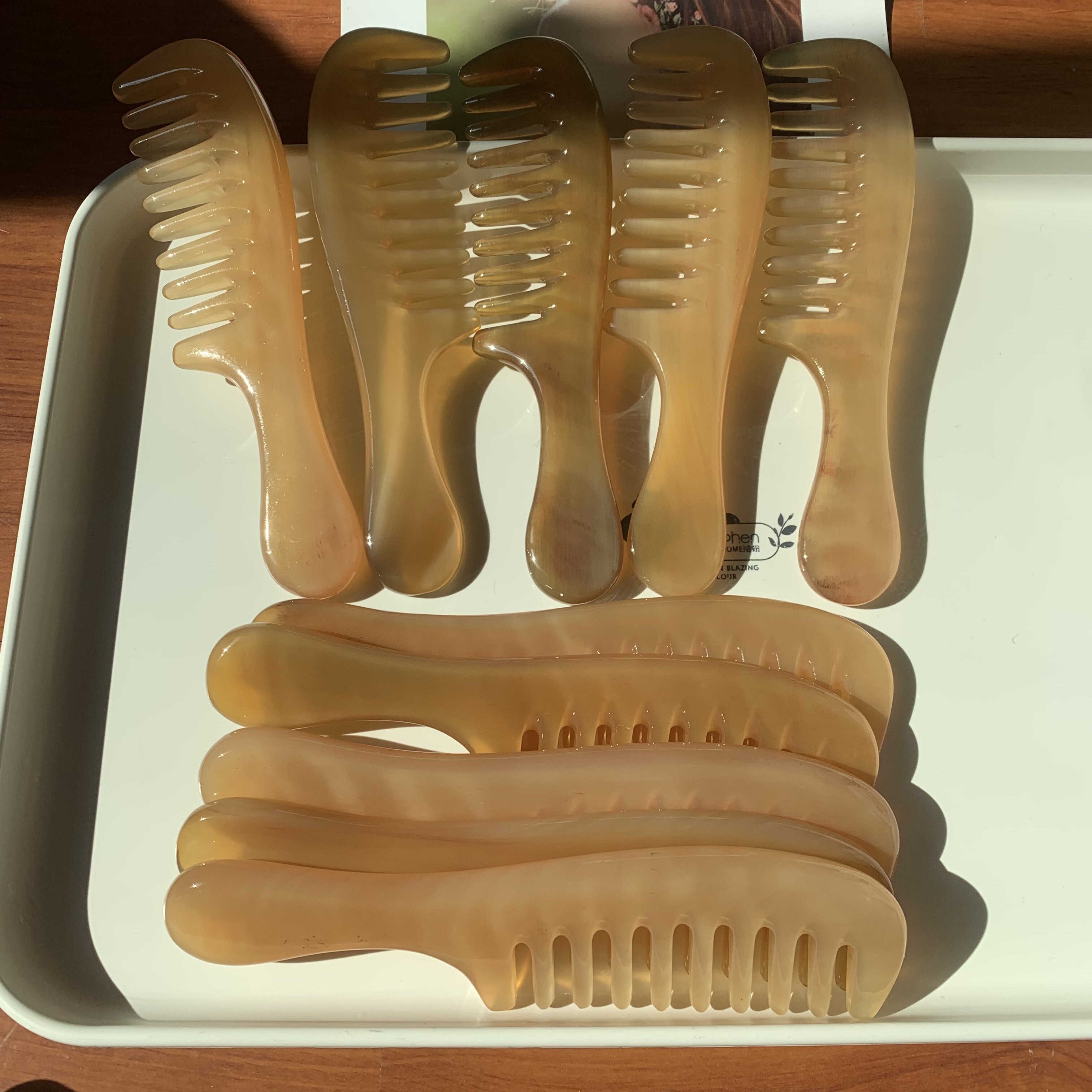 牛角梳子天然正品长发头疗头部经络按摩梳加厚羊角手柄梳子