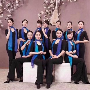 培训优雅女人舞蹈学院仪态走秀模特练功服丝巾 形体礼仪训练服套装