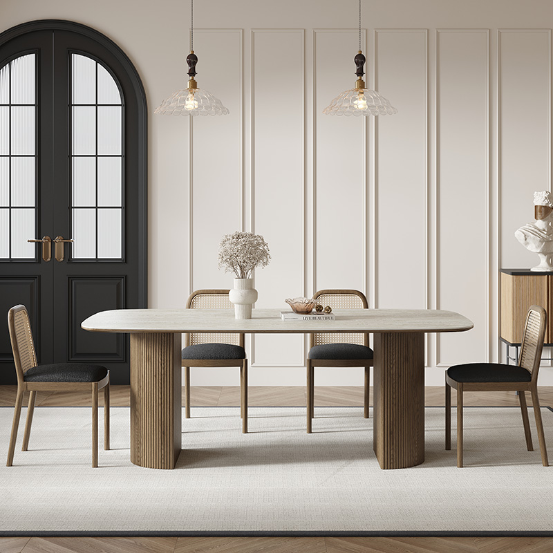 家用简约白蜡木进口洞石